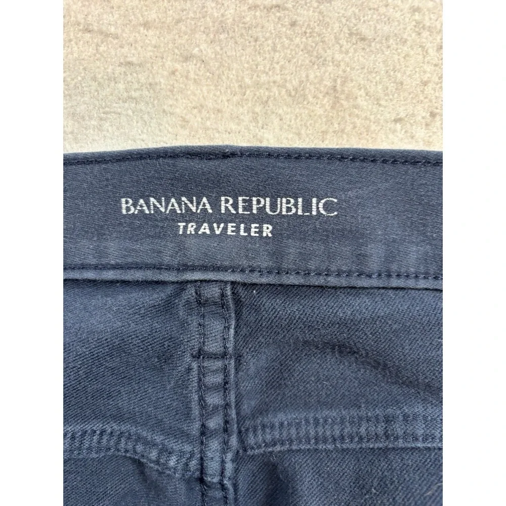 Banana Republic Traveler Athletic Tapered Fit Pants Mens 44x28 Navy Blue Stretch